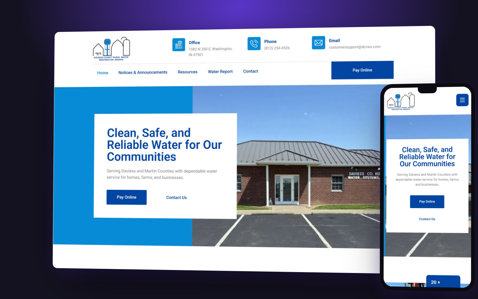 Daviess County Rural Water website preview