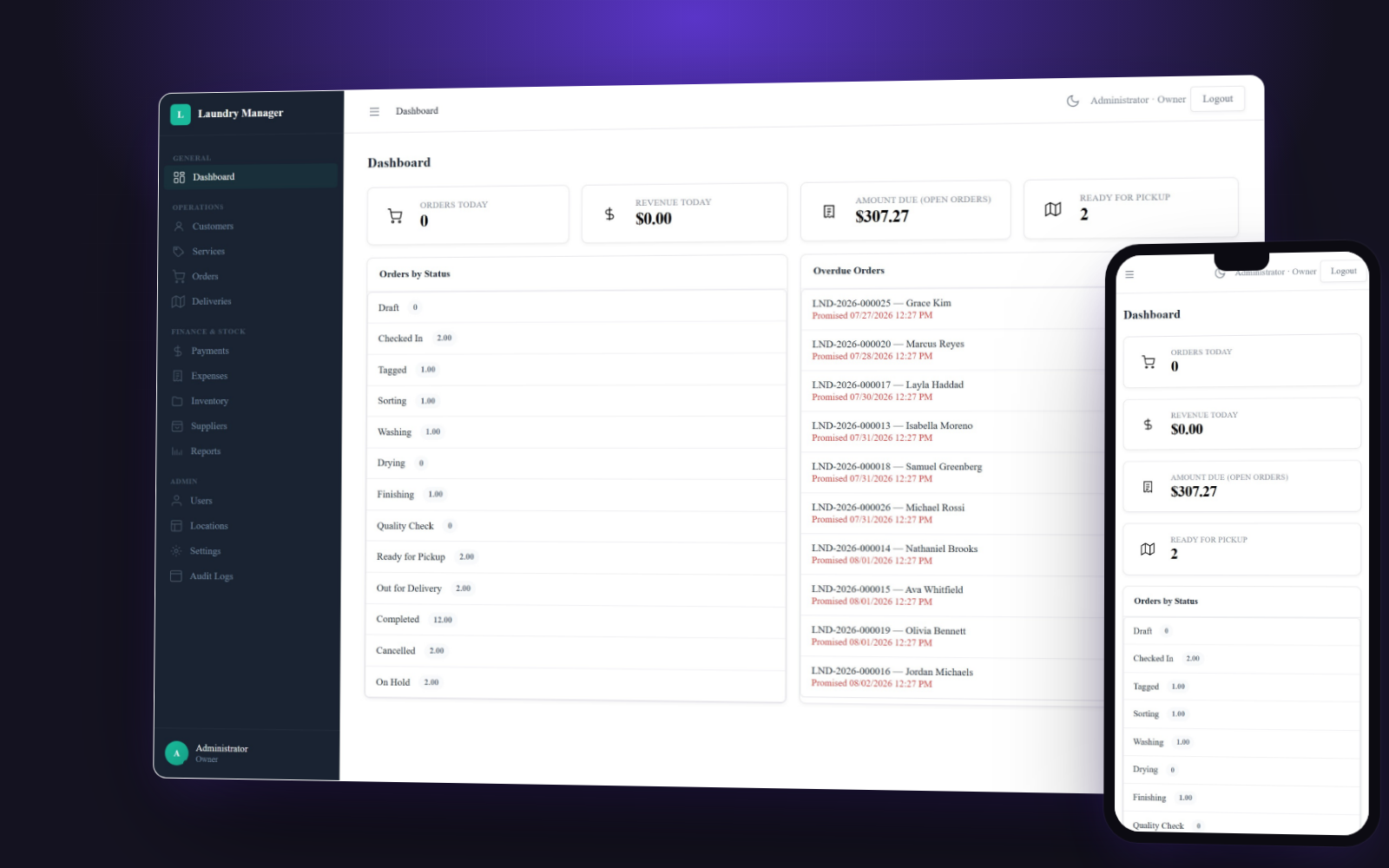 Laundry Management System screenshot